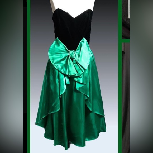 Gunne Sax | Dresses | Vintage Gunne Sax Dress Green Satin And Black ...